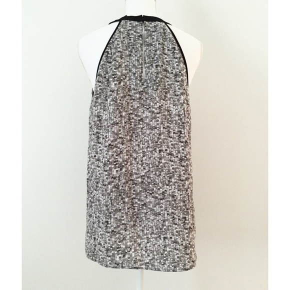 NWOT Kenneth Cole Halter Top Blouse Size M Sleeveless Sequin Print Gray Black - Picture 4 of 9